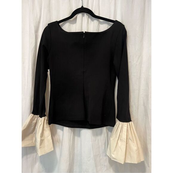 Staud Women's Black Ivory Contrast Bell Cuff Long Sleeve Jersey Top Medium NWOT - Picture 6 of 8